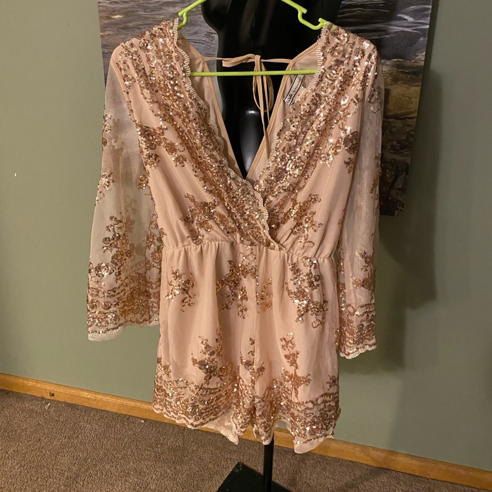 Gold sequin romper